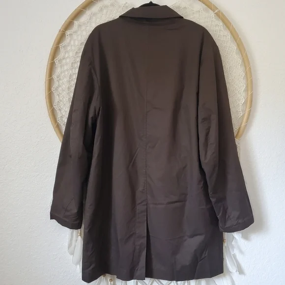 Zara Short Cotton Trench Car Coat Jacket Chocolate Brown Men's Size XL - Picture 13 of 14